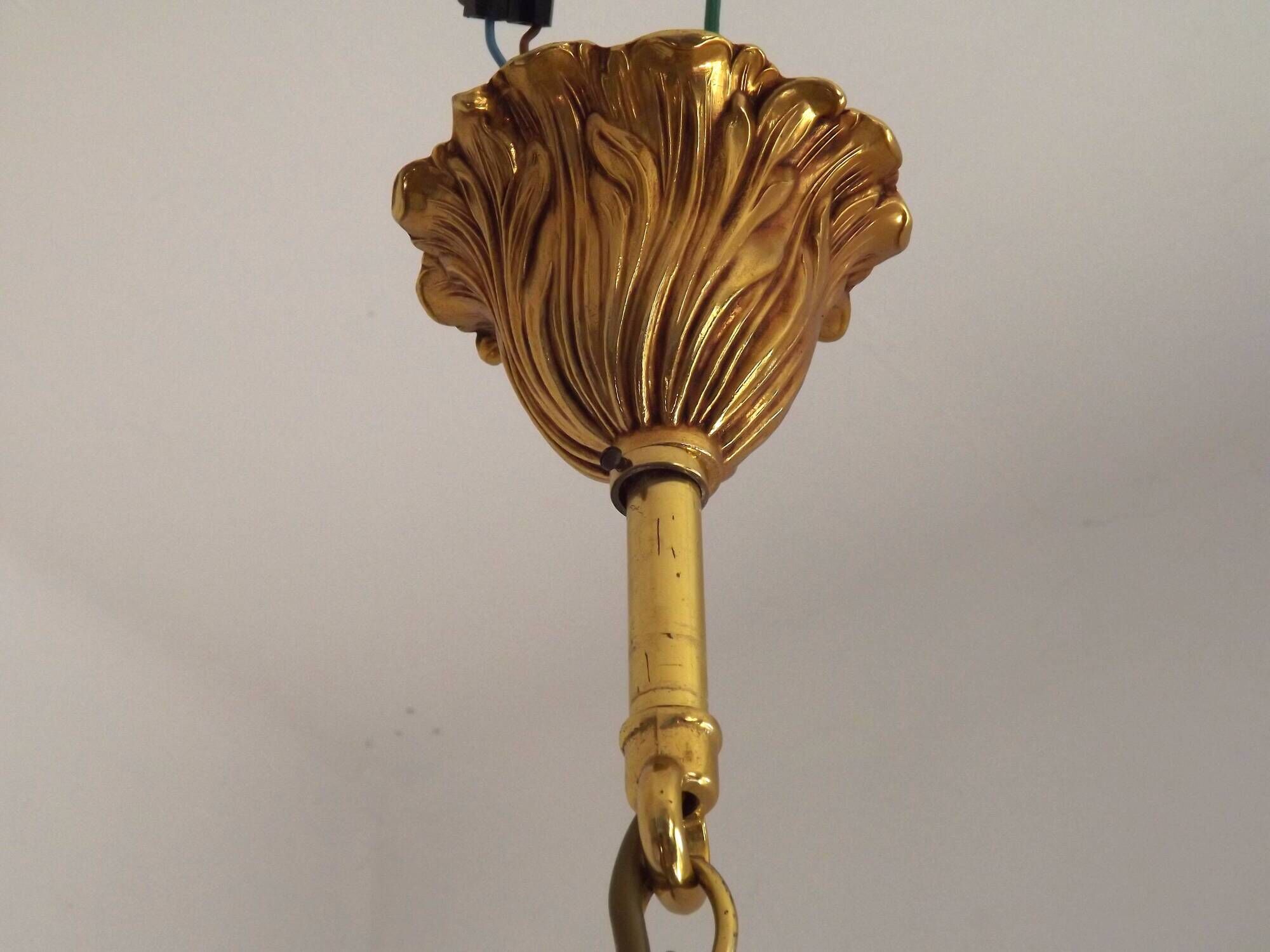 Mid Century Louis XV style cage chandelier - 6 arms - Brass and Crystal