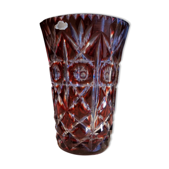 Vase en cristal  rouge