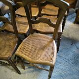 Series of 6 chairs in solid walnut and canework circa 1870