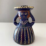 2 vintage ceramic candle holders, woman candle holder, country style, retro candle holder