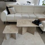 2 rectangular coffee tables in travertine
