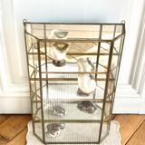 Wall showcase XXL brass glass and mirror 1960