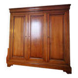Armoire 3 portes en merisier massif style Louis Philippe