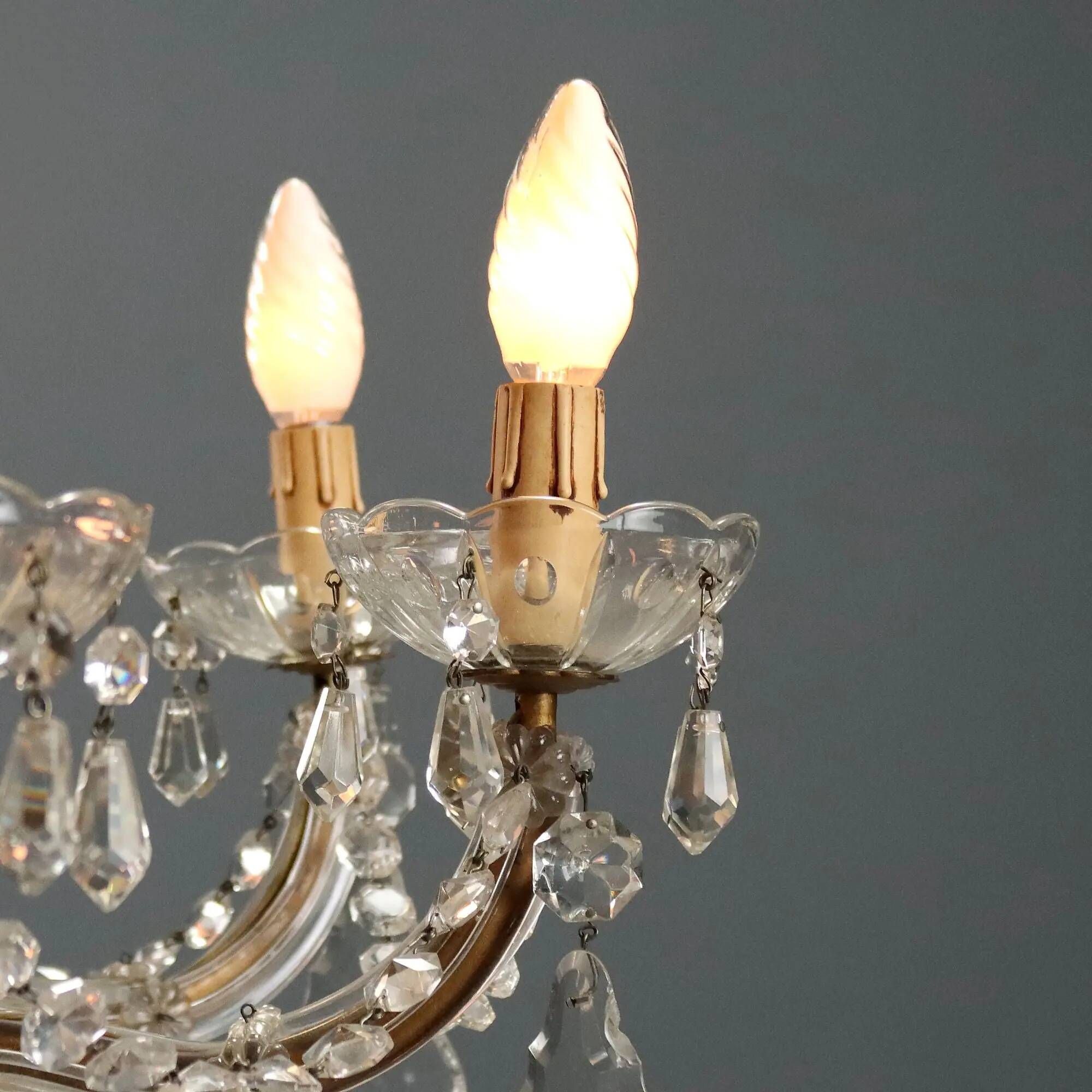 Antique chandelier Maria Theresa in gilded iron, Italy, 20th century