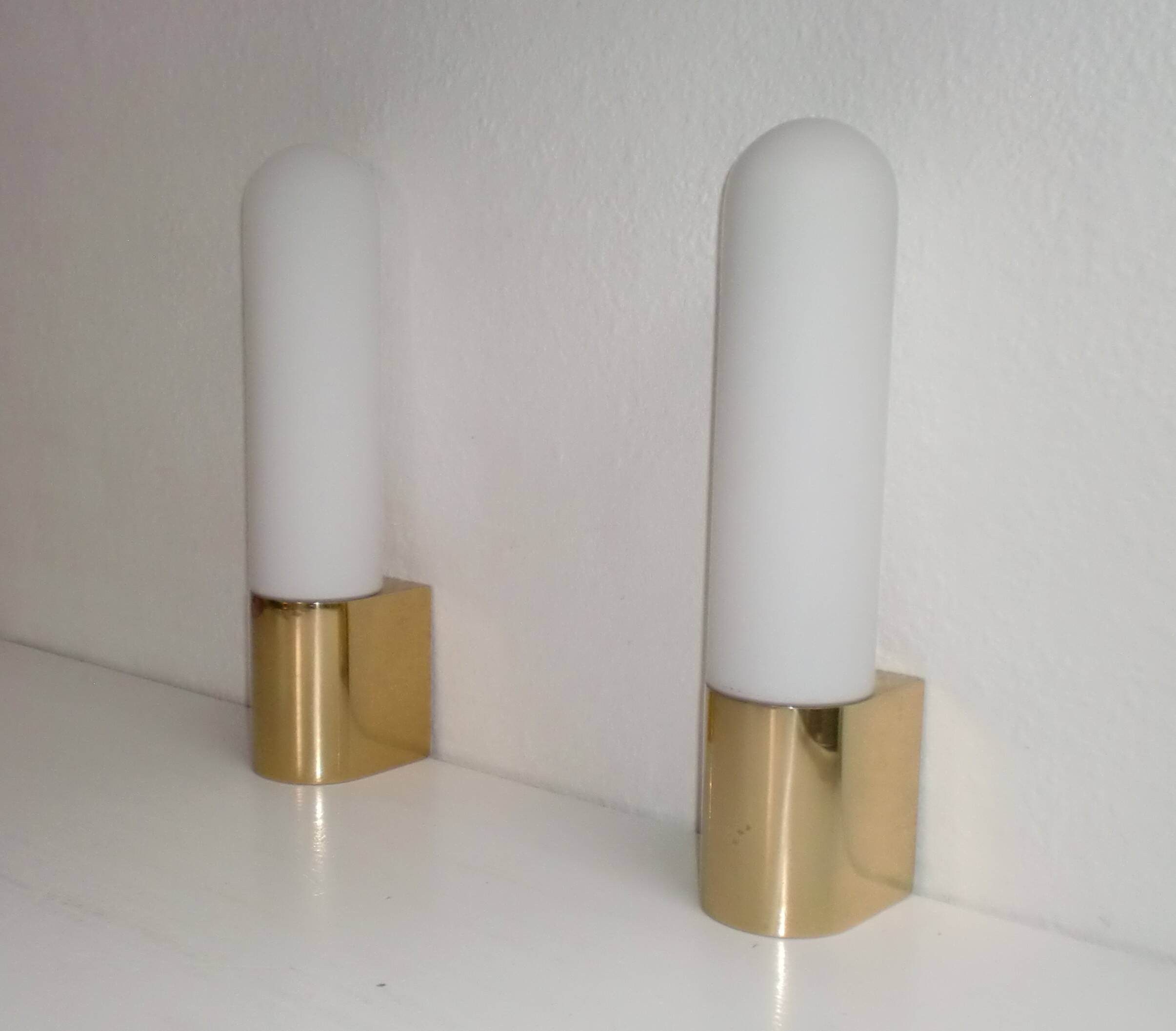 2 Limburg Glashütte Brass Wall Lamps Model 3339, MCM Mid-Century-Modern 70s