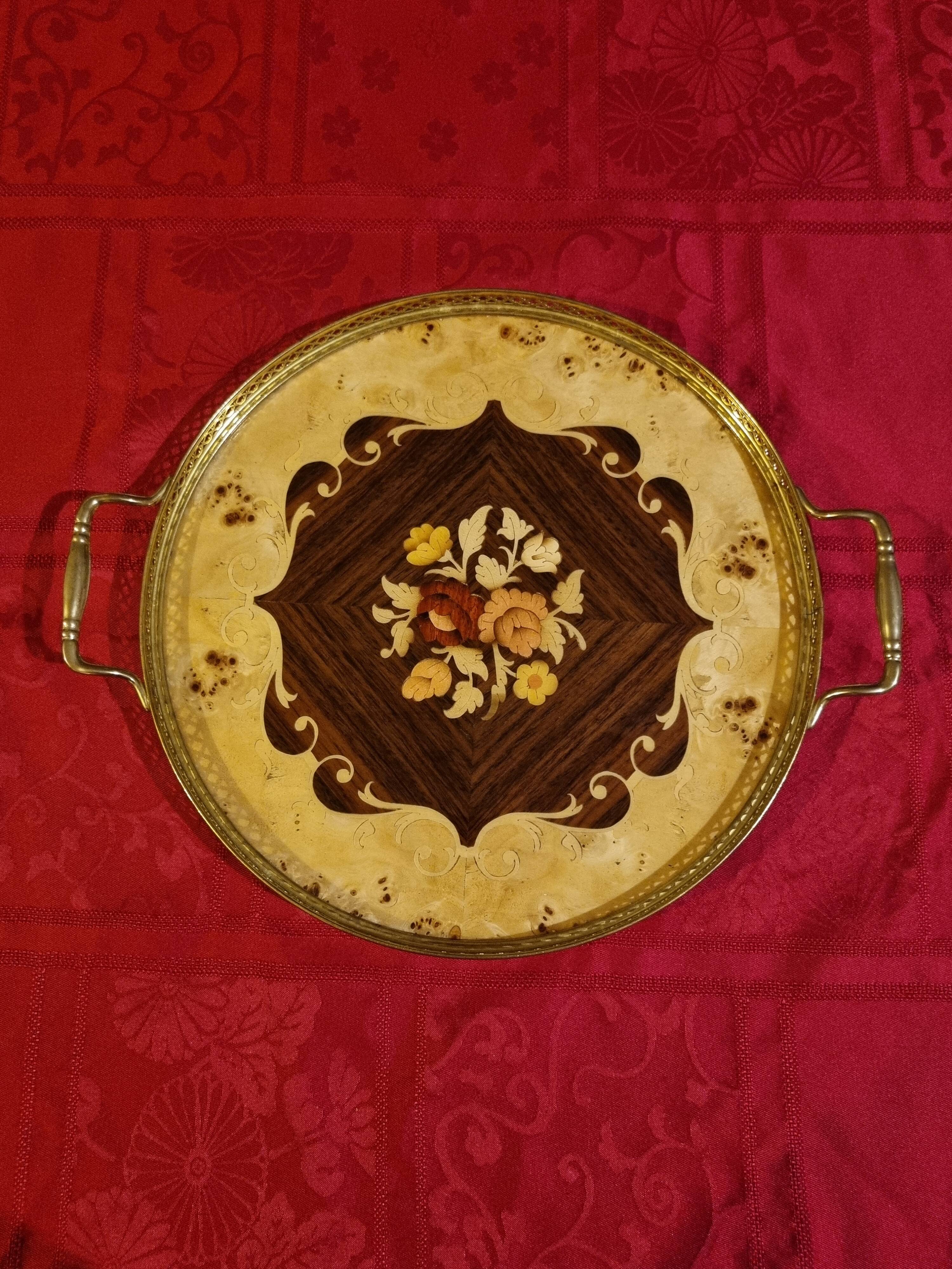 round service tray in Italian marquetry