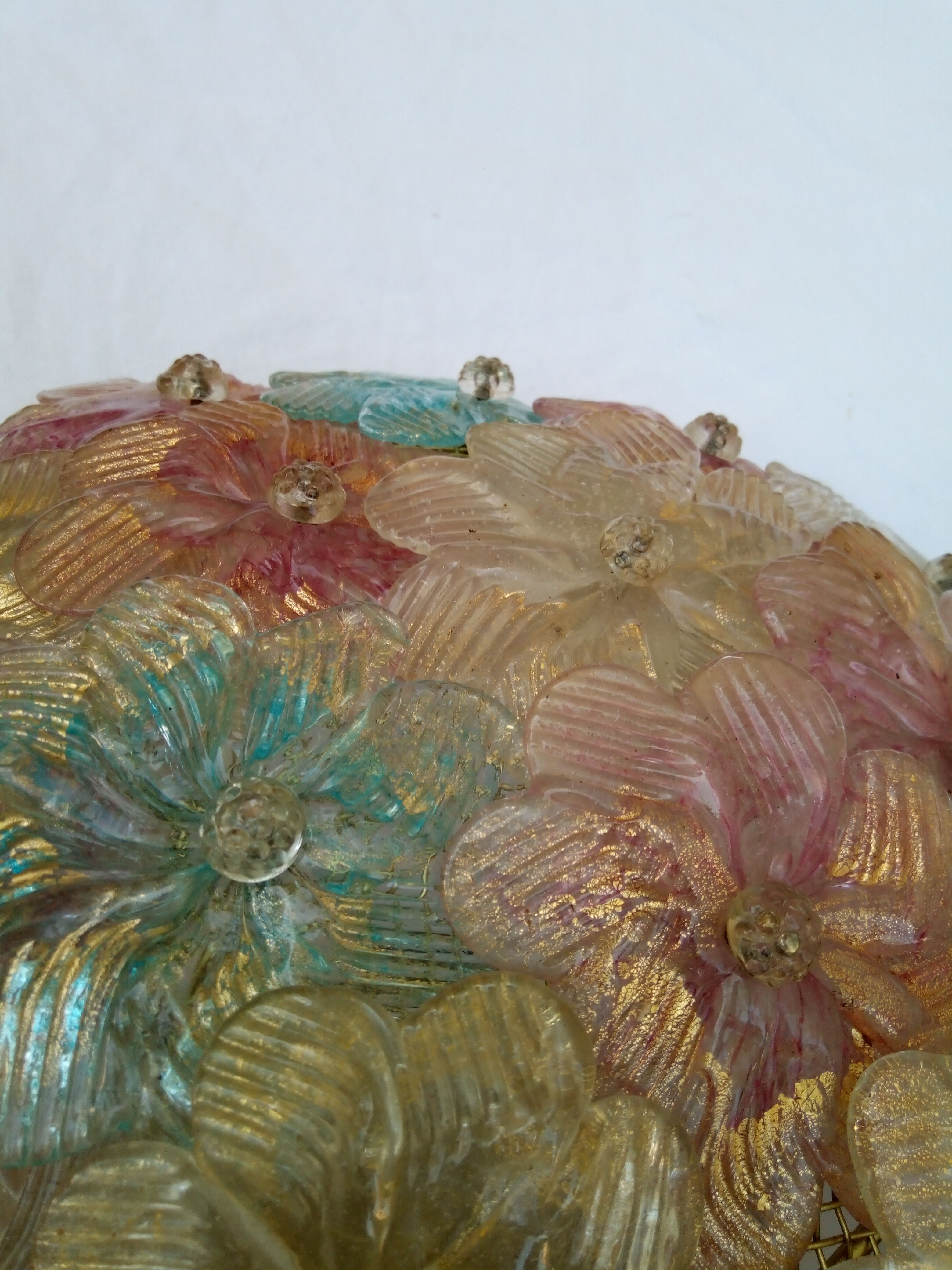 Glass ceiling in glass flowers. Murano 60/70 Barovier & Toso