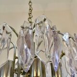 Kinkeldey chandelier with iridescent glass and chrome structure, Austria 1970s