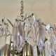 Kinkeldey chandelier with iridescent glass and chrome structure, Austria 1970s