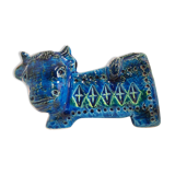 Vintage bull statue, design aldo londi for bitossi, rimini blue series.