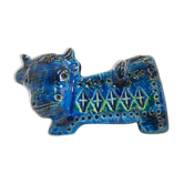 Vintage bull statue, design aldo londi for bitossi, rimini blue series.