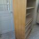 Vintage library in oak veneer, pearl grey interior, metal legs.