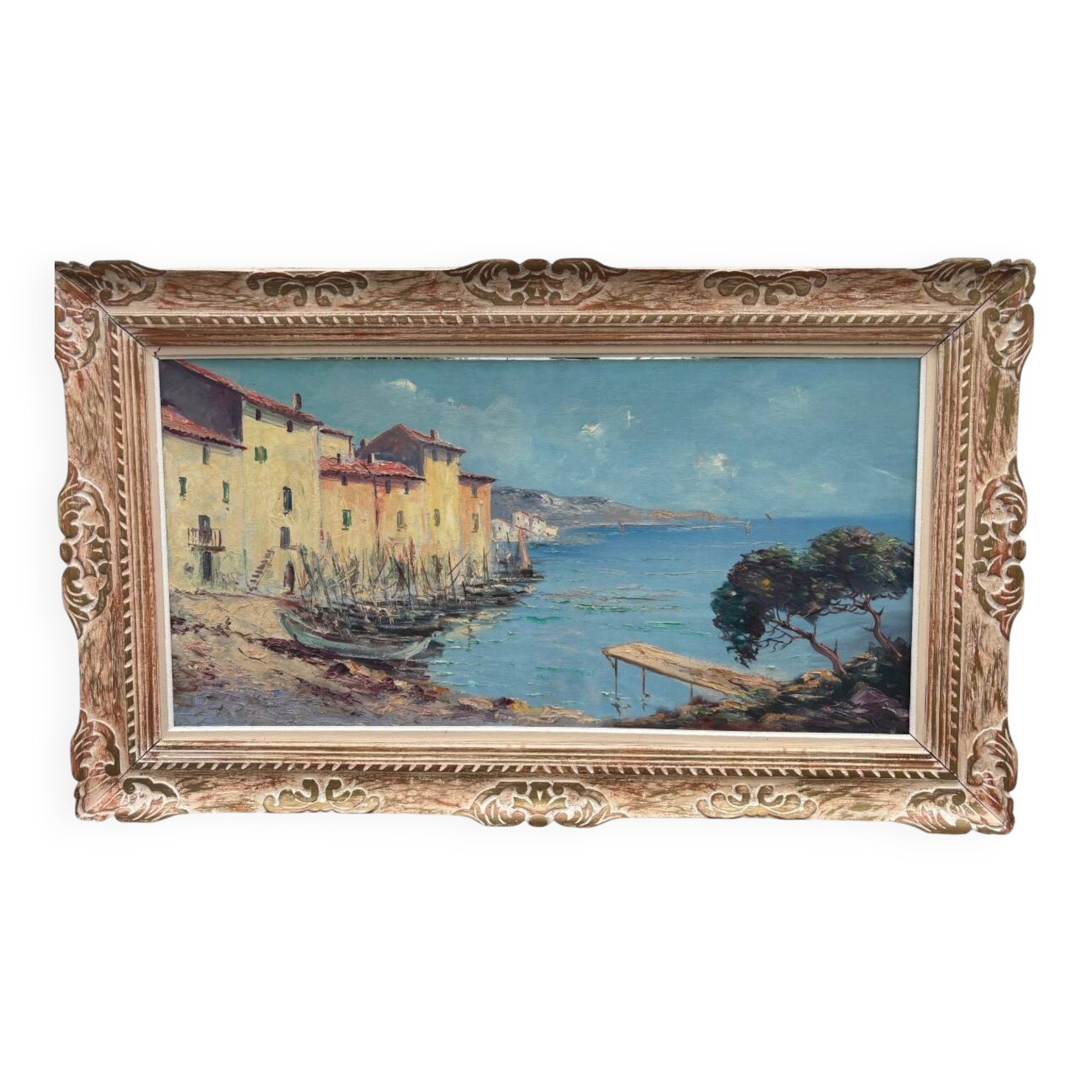 Tableau vu de port de Eugene Delestre (1862-1919)
