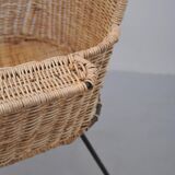 Vintage rattan chairs with table, 1950s, set of 3