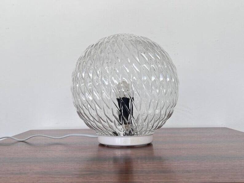 Design mid century glass Table Lamp, 1980s - Czechoslovakia