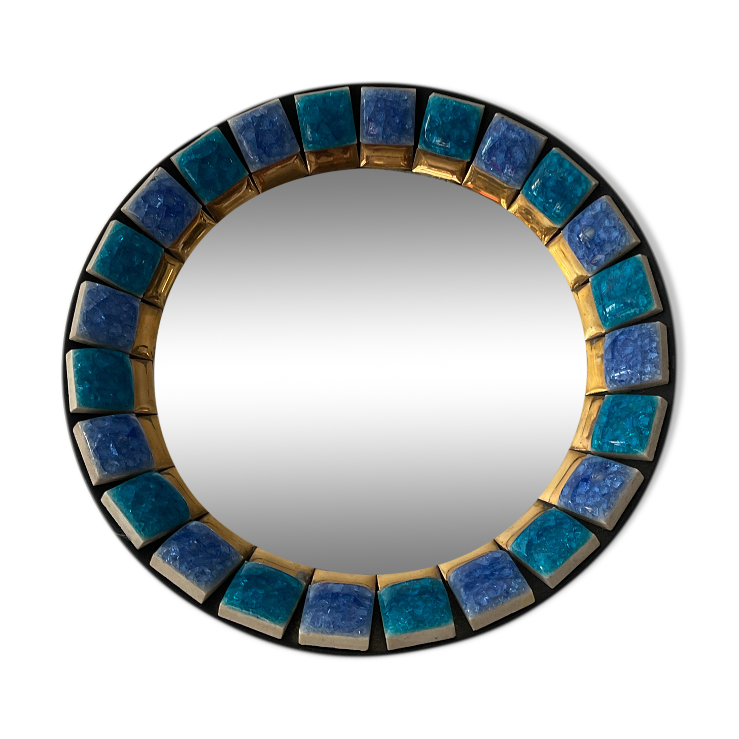 Vintage ceramic witch eye mirror