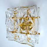 pair vintage wall lamps 60s golden crystal fine gold