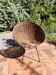 Fauteuil Corbeille en rotin et fer forgé 1950 vintage