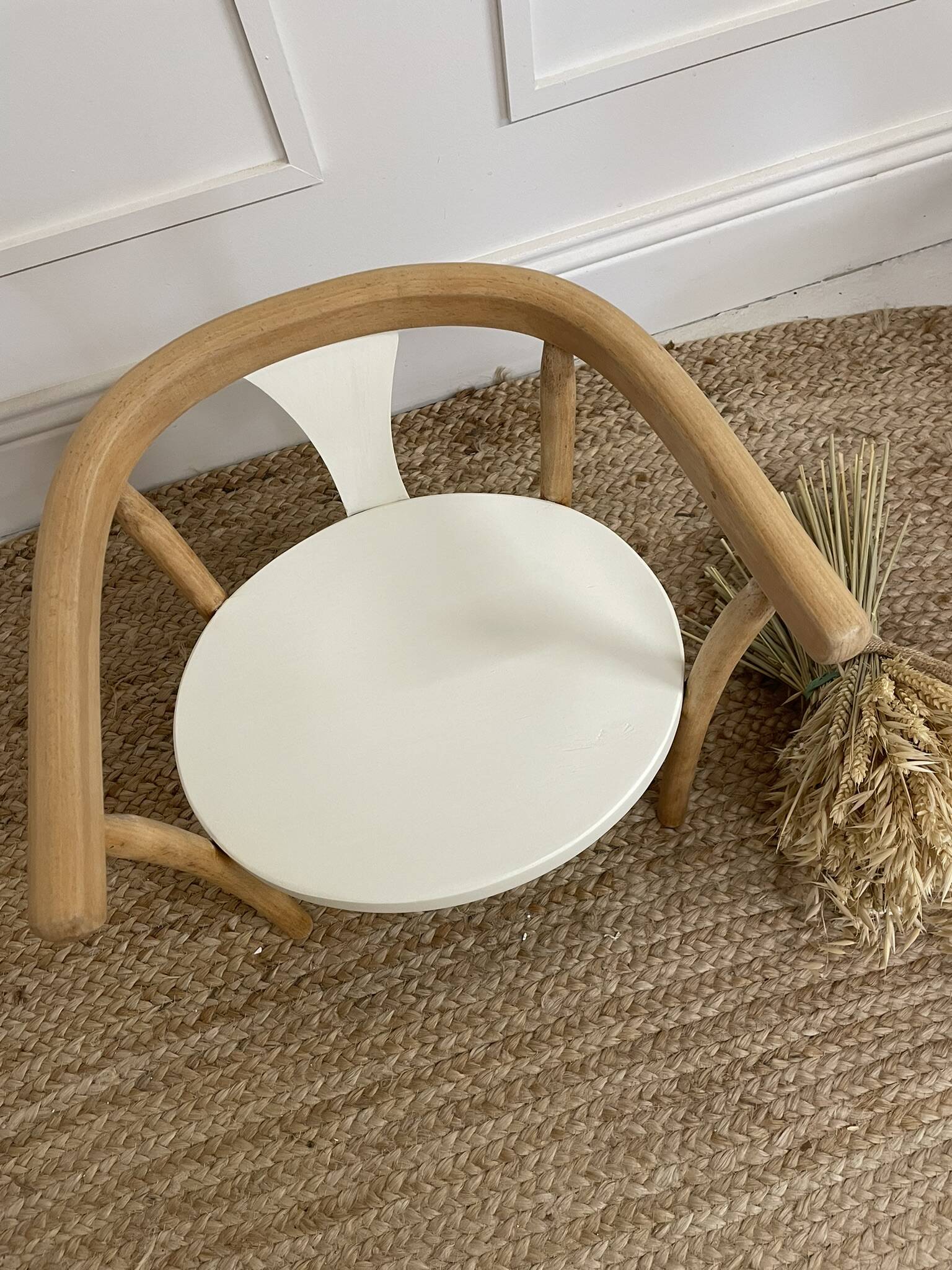 Fauteuil enfant type Baumann bois & blanc