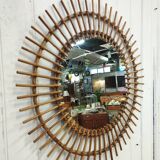 Miroir soleil vintage en rotin xl