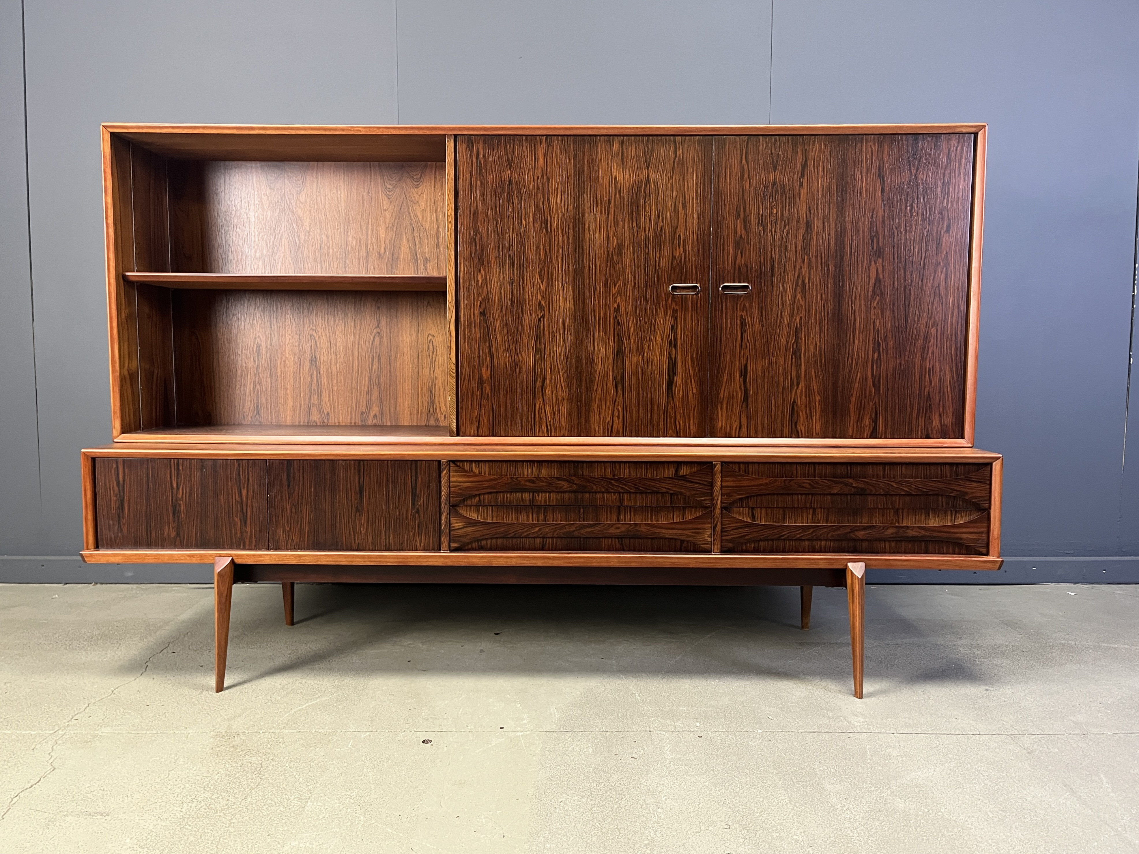 Oswald Vermaercke Paola rosewood highboard for V-Form Belgium 1959