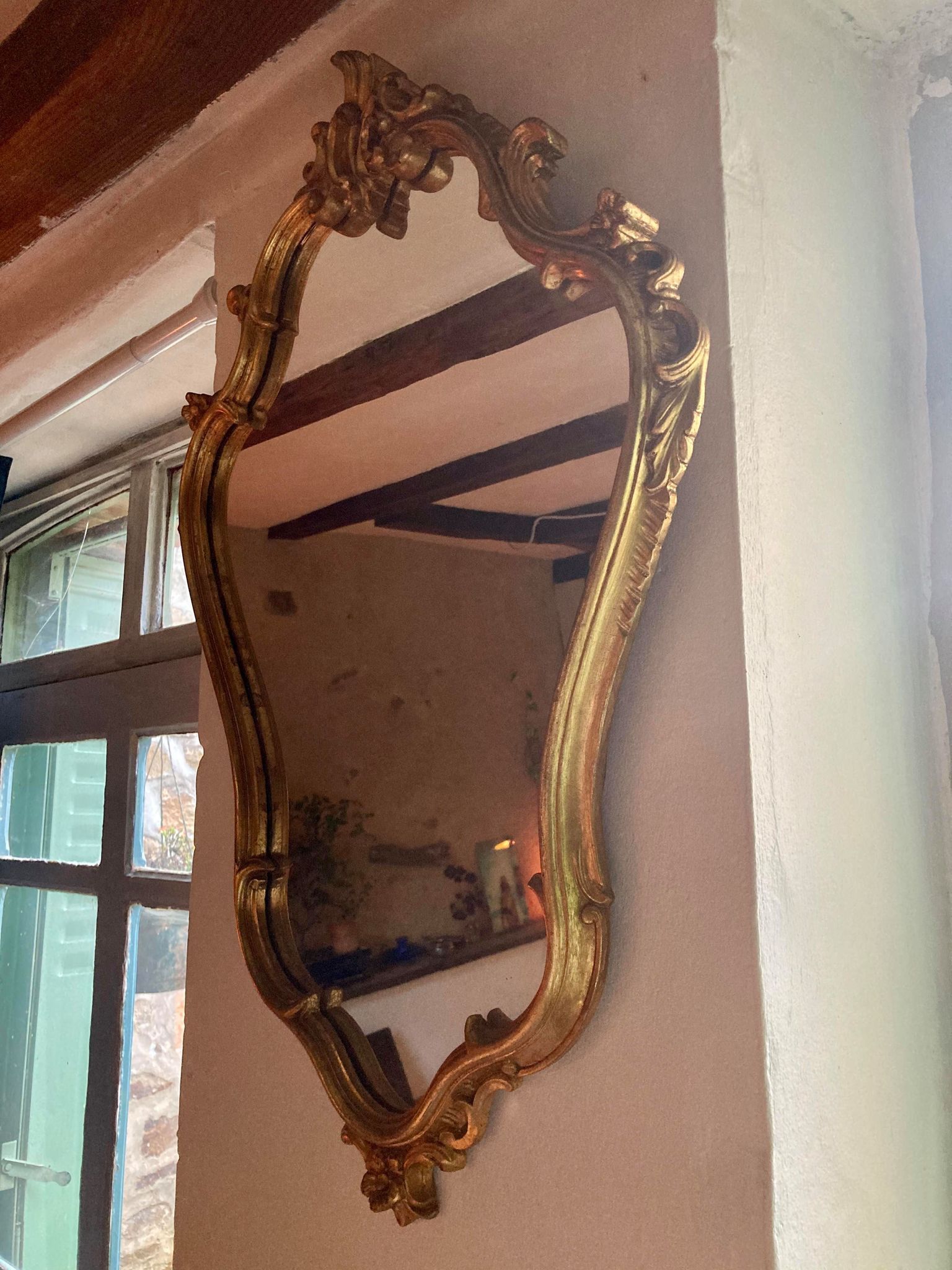 Baroque-style golden mirror 43x70cm