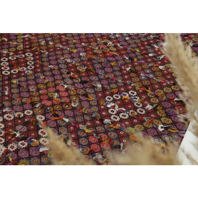 1970s Vintage Turkish Oushak Handmade Wool Cotton Red Area Rug 182x288