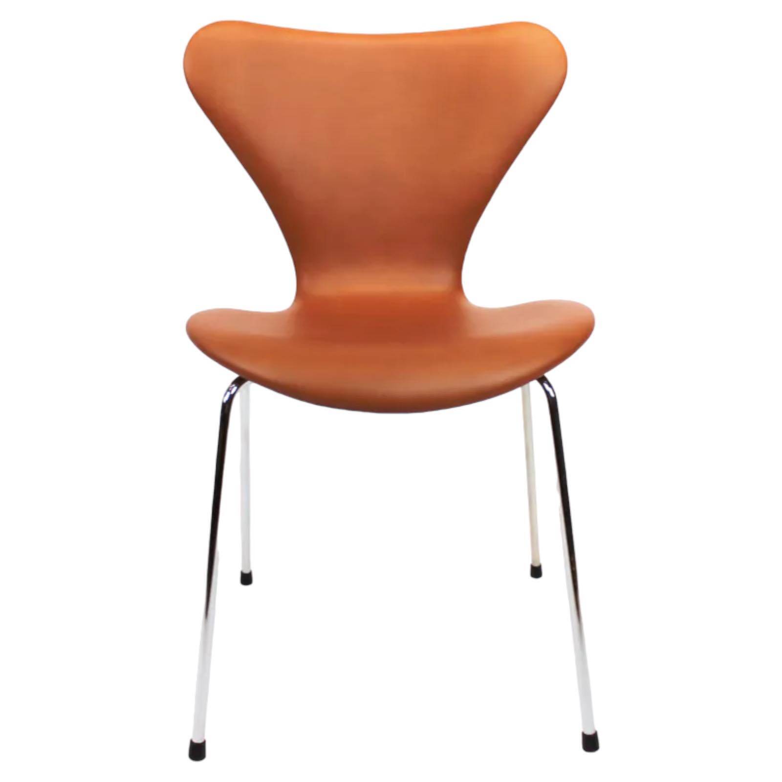 A set of 4 Seven Chairs - Model 3107 - Cognac Classic Leather - Arne Jacobsen - Fritz Hansen