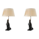 Paire de lampes de table modèle Horus, bronze patiné.