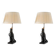 Paire de lampes de table modèle Horus, bronze patiné.