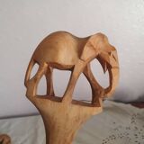 Couverts de service n bois sculpté art populaire vintage