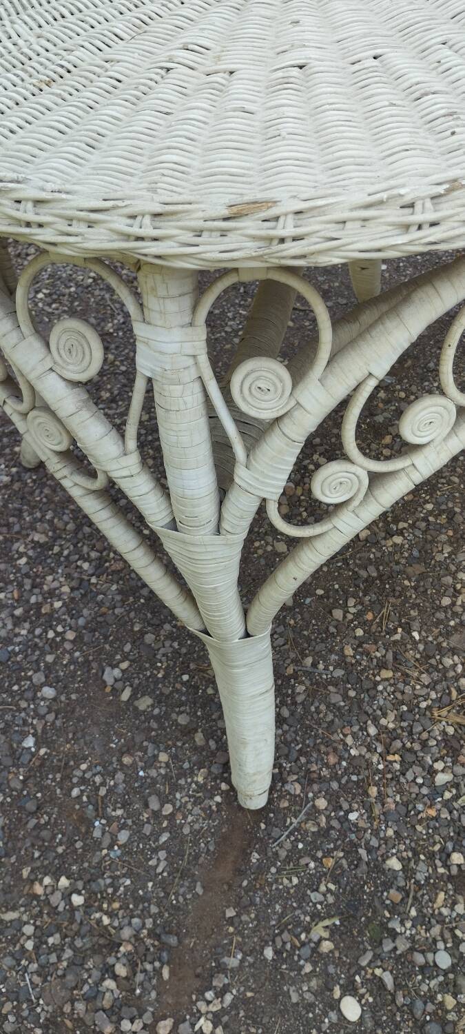 White wicker side table in Victorian style