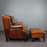 Armchair + sheepskin pouf