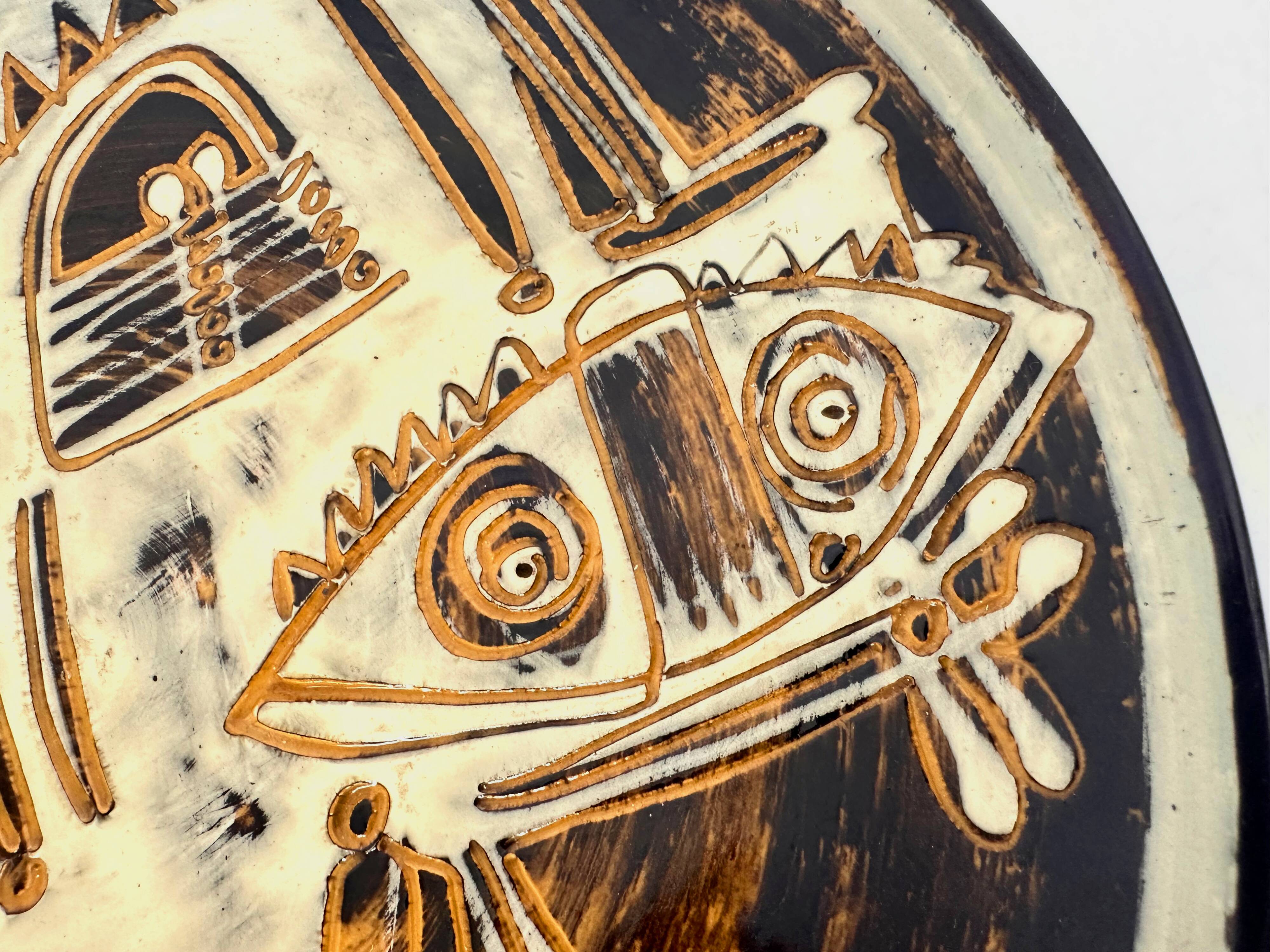 Large decorative ceramic plate, Ivy Lysdal for Kähler, Denmark, 1960s