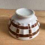 Antique faceted bowl on earthenware pedestal