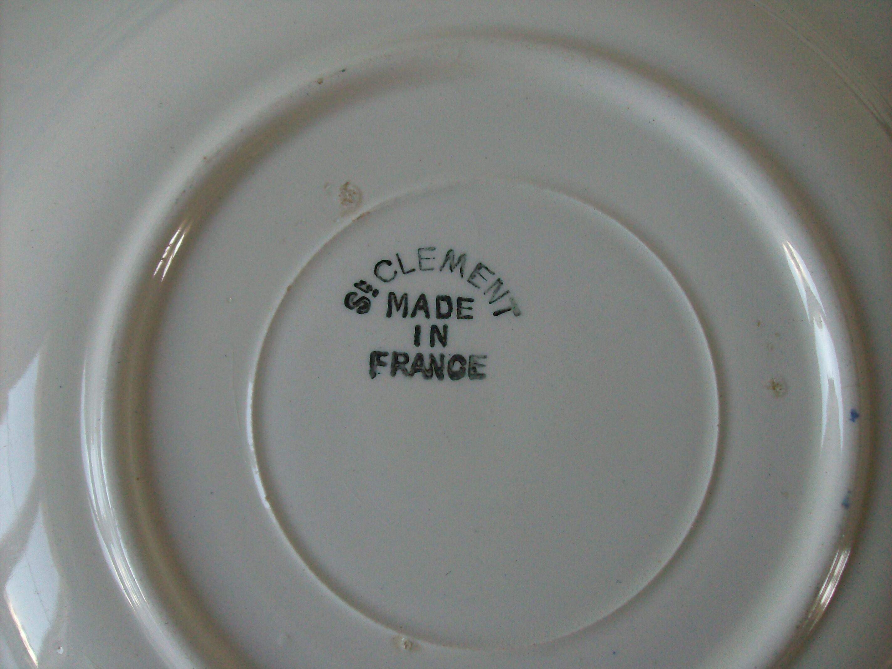 Set of 4 old hollow ceramic plates Saint Clement large blue flower