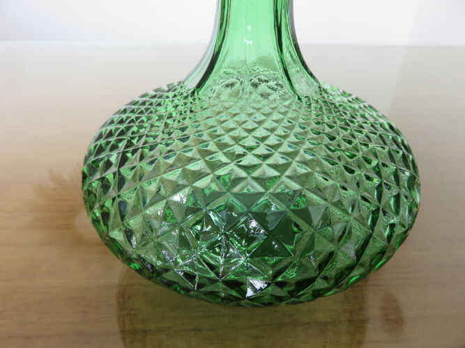 Carafe empoli made in italy verre pointe de diamant années 60 70
