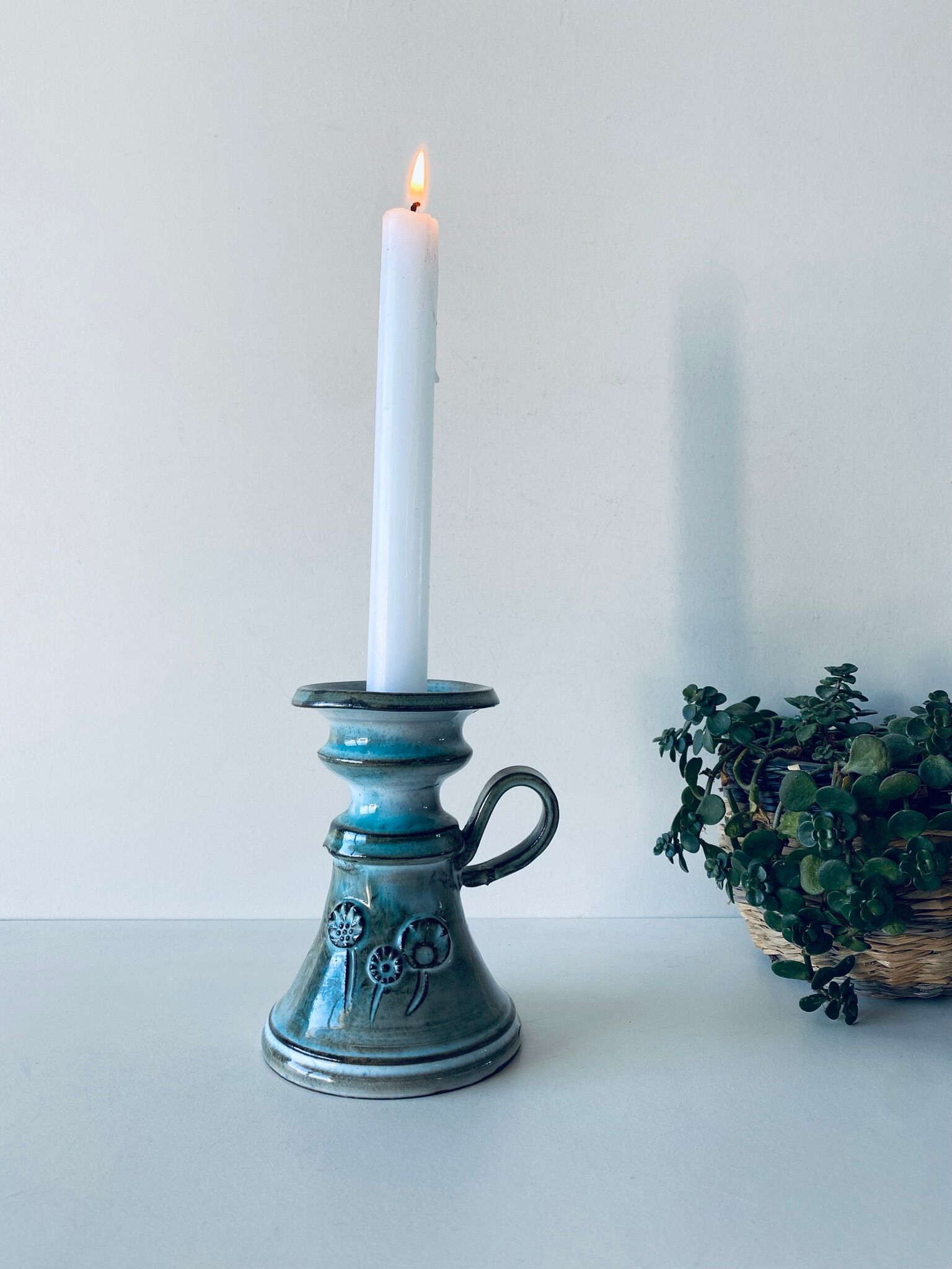 Enamelled ceramic candle holder