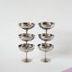 Set of 6 stainless steel bowls with fine feet, Design, 1970