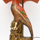 Pair of ceramic parrot lamps