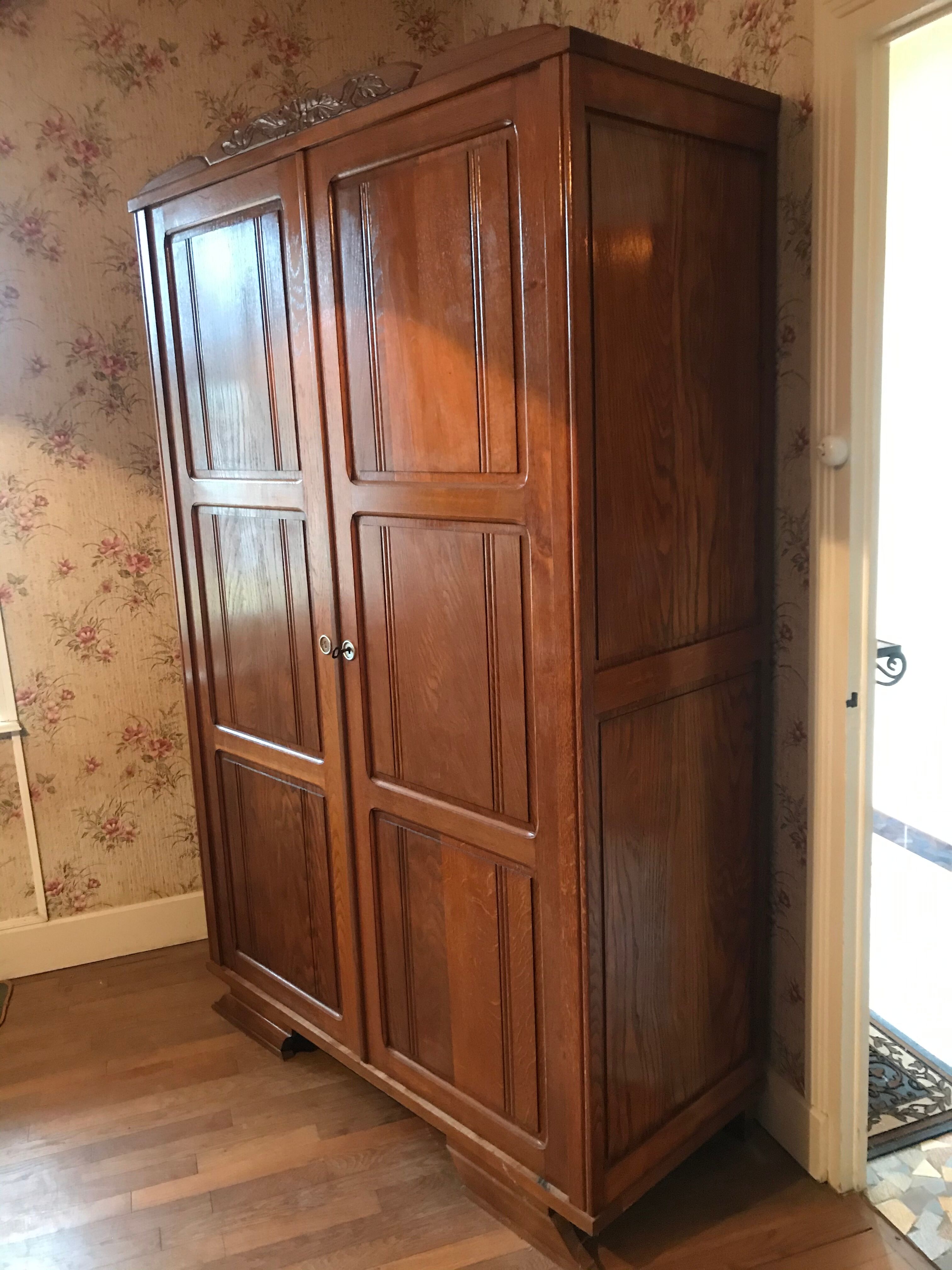 Wardrobe - Solid oak penderie Art Deco era