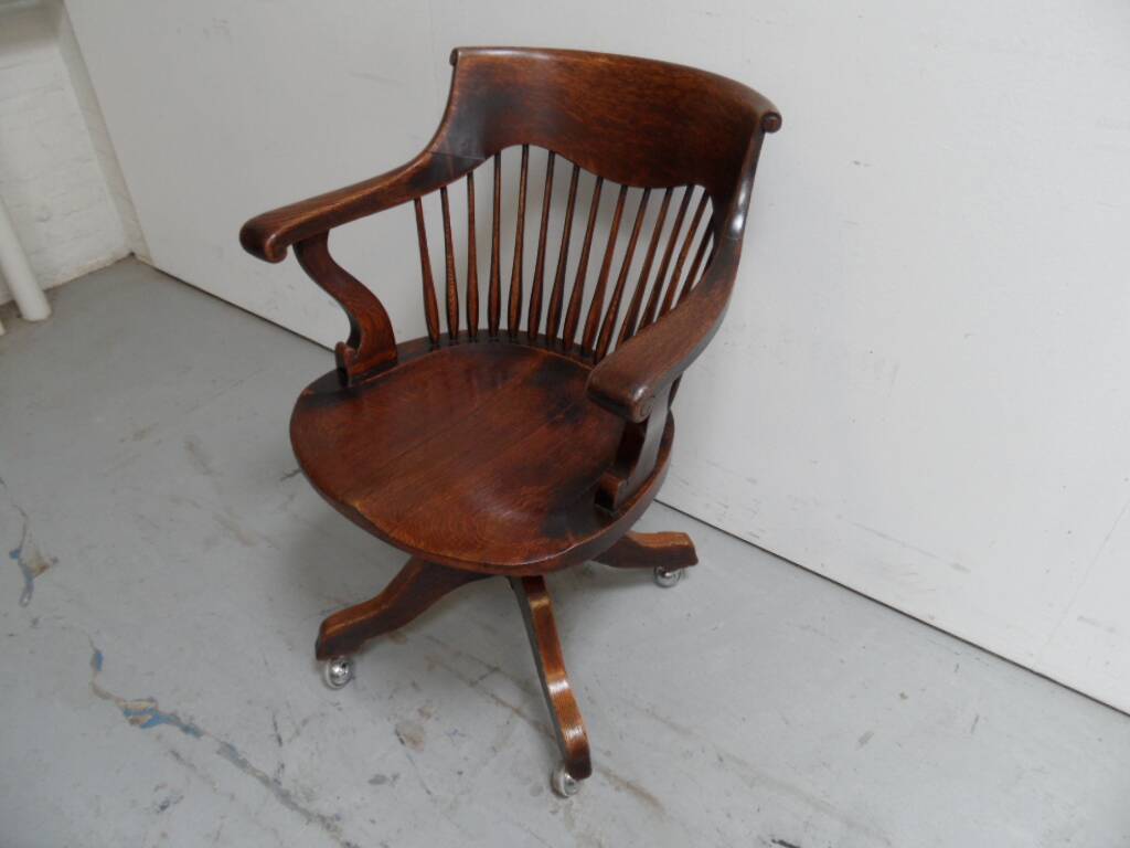 Antique oak office armchair
