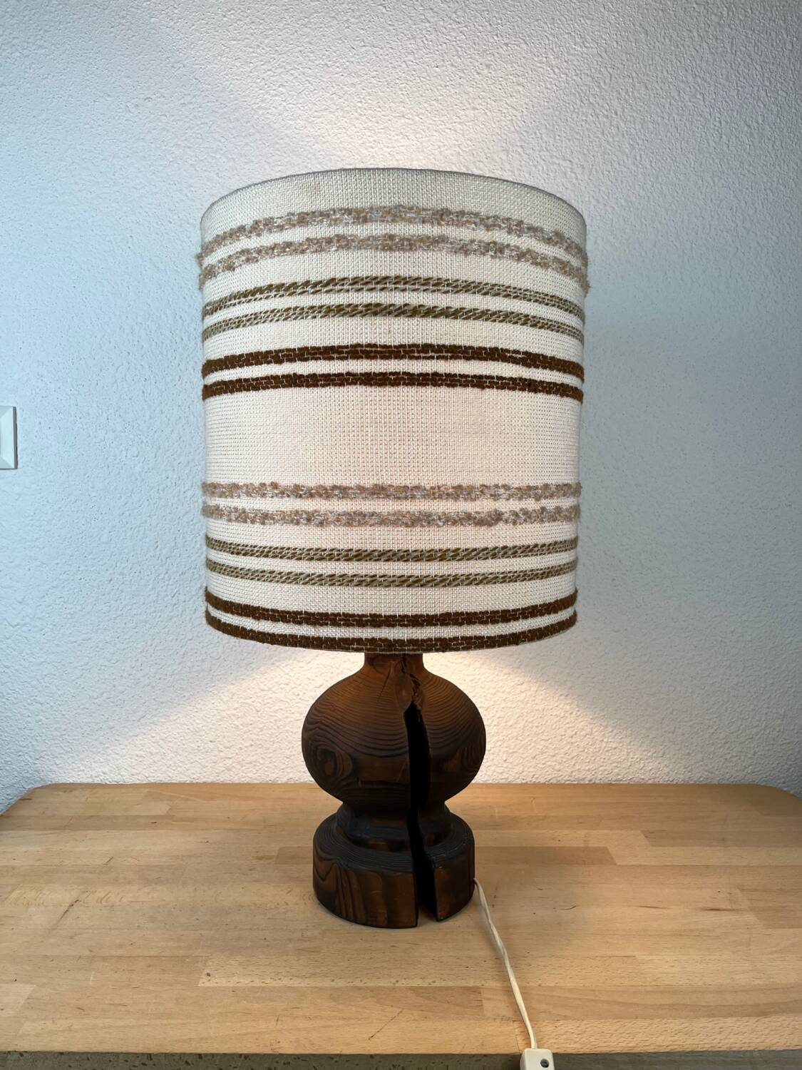 Brutalist wooden lamp from the 1970s by Temde