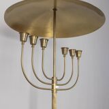 Lampadaire vintage des années 50 en onyx et laiton doré design italien