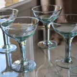 Set of hand-blown stemmed bubble glasses