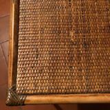 Desserte roulante vintage en rotin