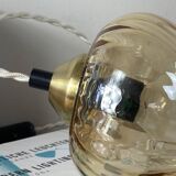 Vintage tulip-shaped portable lamp in gilded glass.