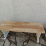 2 re-enchanted benches in beige with a waxed finish, medium oak waxed seat.