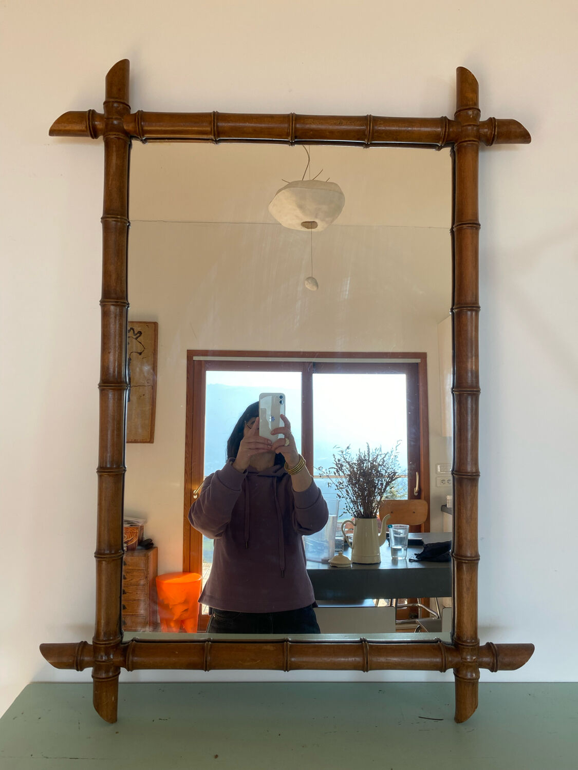 Vintage bamboo mirror, 90x65 cm