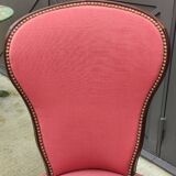 Ancienne Chaise basse Chauffeuse Rouge